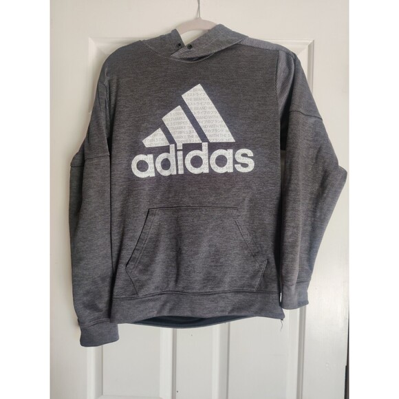 Adidas Size S Mens Pullover Hoodie Climawarm Hood Sweatshirt Gray FS0022 APU005 - Picture 3 of 11